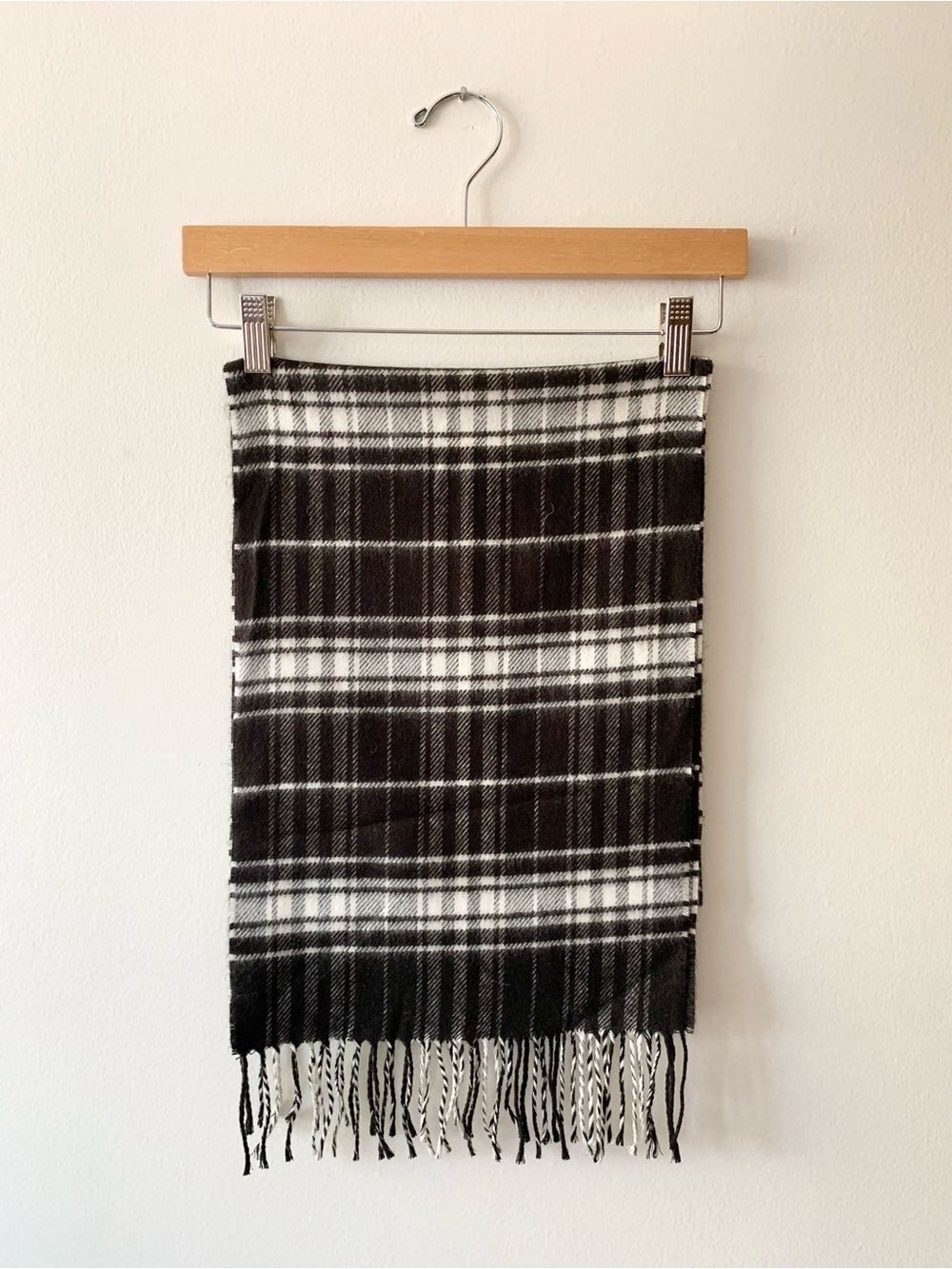 NWT Merona Y2K Black & White Plaid Fringe Scarf